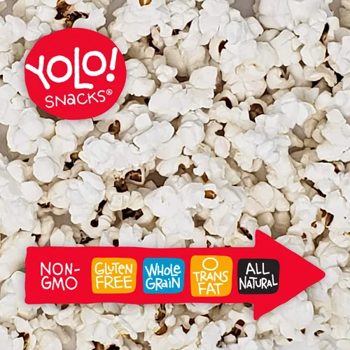 Vista 5 de YOLO! Snacks - Granos de palomitas de maíz gourmet blancos prácticamente sin cáscara, granos pequeños, sin OMG, 14 onzas (paquete de 3)