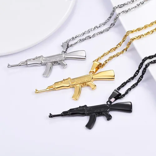 Vista 2 de PROSTEEL Collar punk rock,M16A4 Rifle Shape Pendant & Chain,Cool Men Jewelry,para él