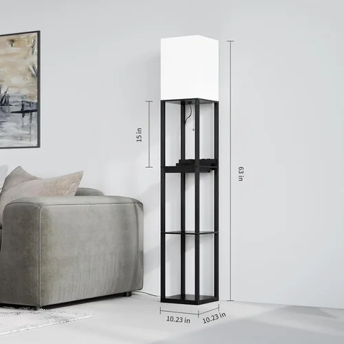 Vista 6 de SUNMORY - Lámpara de pie con estantes, lámpara de pie regulable con luz RGB y control por APP, lámpara de pie alta con estantes para sala de estar