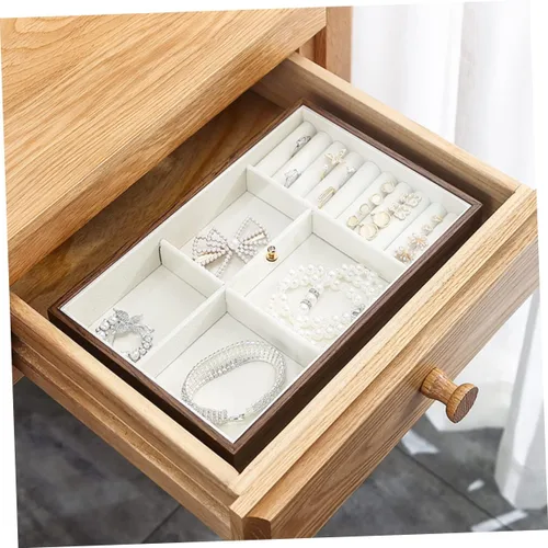 Vista 7 de Holibanna 3pcs Walnut Jewelry Tray trinket tray decorative tray jewelry organizer tray jewelry organization lidded trinket case jewelry display tray