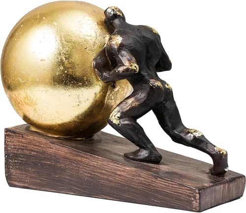 Vista 10 de Lukitas Atlas Sosteniendo el Mundo Estatua y Escultura, Figurina de Luchador Decoración, Escultura Levantando una Bola, Ornamento Creativo