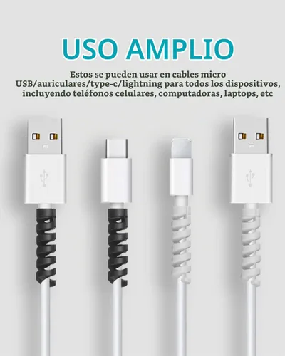 Vista 6 de Protector de cable para almohadilla de teléfono, cuaderno, protector de cable de silicona, 12 protectores de cargador, protector de cable