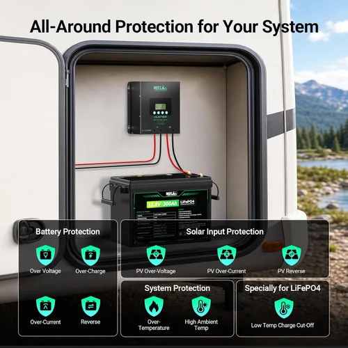 Vista 4 de HQST Controlador de carga solar MPPT de 60 A, auto de 12 V/24 V/36 V/48 V, entrada fotovoltaica máxima de 150 V, aplicación Bluetooth inteligente
