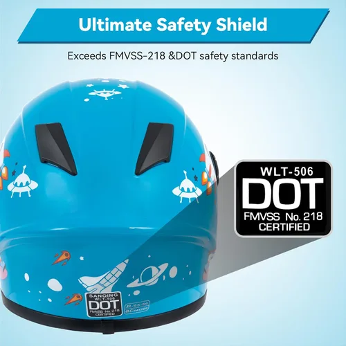 Vista 3 de Casco de motocicleta para niños, casco de cara completa para jóvenes, casco ligero aprobado por DOT para motocross, ATV, todoterreno, cascos