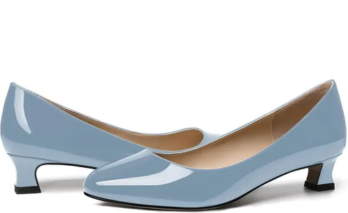 Vista 6 de SKYSTERRY Zapatos de vestir de oficina para mujer, punta redonda, carrete de patente, tacón bajo, zapatos de vestir de oficina de 1.5 pulgadas