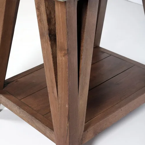 Vista 5 de Alaterre Furniture Mesa auxiliar Brookside de madera con revestimiento de cemento de 22" W