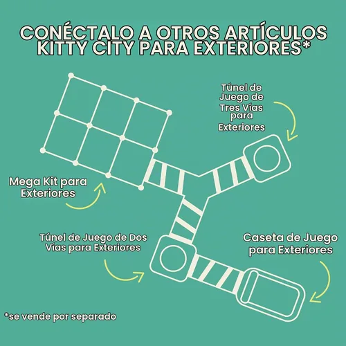 Vista 10 de Kitty City Muebles Catio para exteriores y kits de juego para gatos, combo de juego Combo de túnel/tienda de campaña de 1 vía