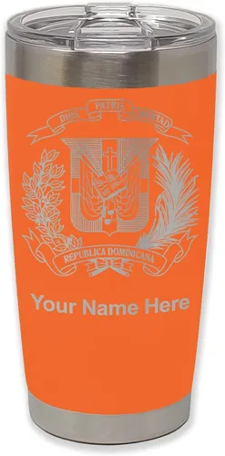 Vista 27 de LaserGram Taza aislada al vacío de 20 onzas, escudo de armas, República Dominicana, grabado personalizado incluido (gris)