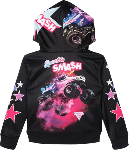 Vista 4 de Sudadera con capucha de forro polar Monster Jam para niños de pequeño a grande Grave Digger El Toro Loco Megalodon Sparkle Smash