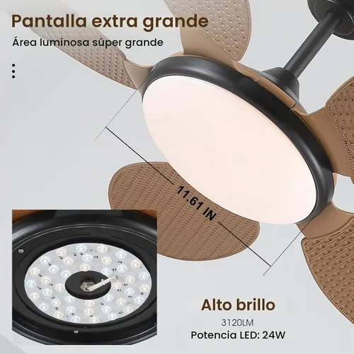 Vista 6 de Ventiladores de techo de hoja de palma de estilo tropical de 48 pulgadas