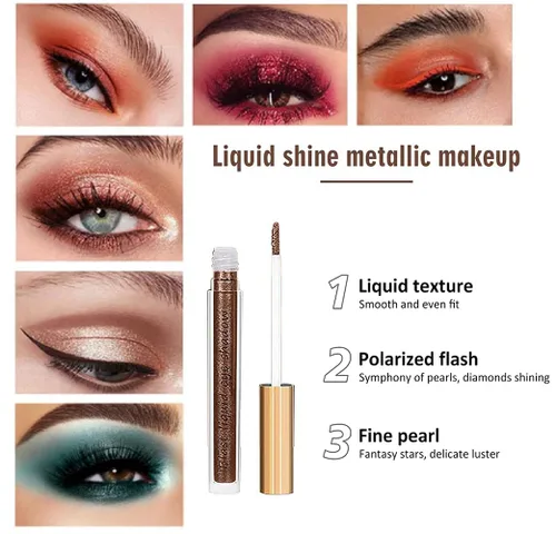 Vista 7 de VERONNI Juego de sombra de ojos líquida con purpurina, 10 piezas de sombra de ojos con purpurina, sombra de ojos líquida metálica brillante, larga