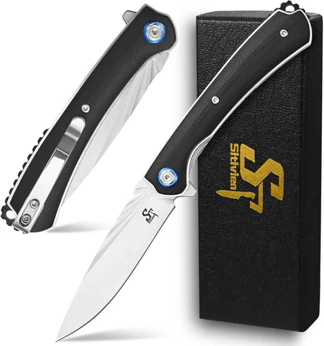 Vista 11 de Sitivien ST144 - Cuchillo plegable, hoja de acero 14C28N, cuchillo de bolsillo con mango G10 para acampar EDC al aire libre, supervivencia