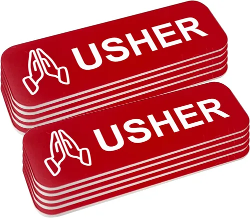 Vista 14 de Usher - Placa de identificación de 1 x 3, color negro, manos orantes (paquete de 3)