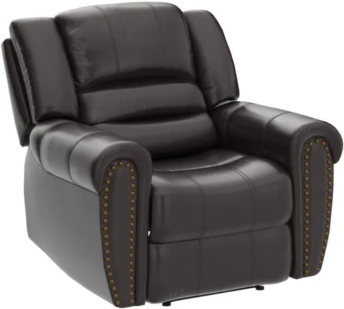 Vista 4 de INZOY Silla reclinable de cuero, sofá reclinable manual resistente, sofá individual para sala de estar, asientos de cine en casa, color marrón