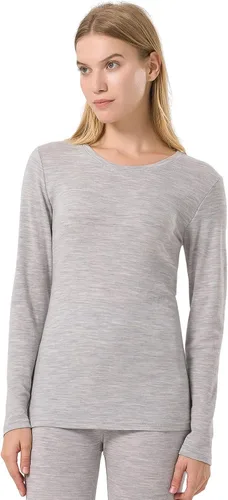 Vista 14 de 100% lana merino capa base mujer suave térmica manga larga camisa diaria Crema natural