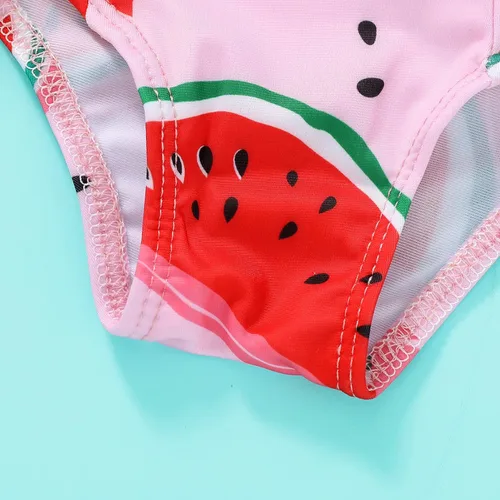 Vista 7 de Bebé Niña Sandía Traje De Baño Dinosaurio Limón Sin Espalda Traje De Baño Infantil Halter