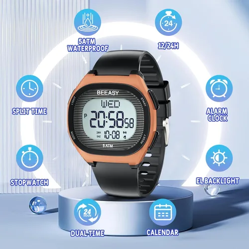 Vista 5 de Beeasy Kids Watch for 5-15 Year Old Boys Girls Digital Watch Multifunctional 5ATM Waterproof Alarm Calendar Chronograph LED Wrist Watch for Children