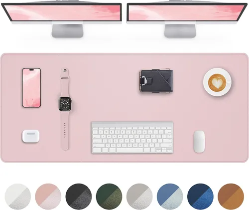 Vista 54 de Tapete protector para escritorio y mouse, antideslizante, de piel sintética, tapete impermeable de escritura para laptop, para oficina y hogar