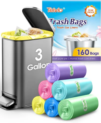 Vista 34 de Bolsas de basura fuertes de 1.2 galones, 220 unidades, bolsas de basura para baño, bolsas de plástico pequeñas para la oficina en casa, cocina, se