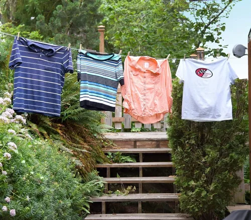 Vista 2 de Tendedero retráctil para interiores y exteriores, resistente para montaje en pared, para ropa húmeda y seca, 40 pies de espacio de secado, fácil