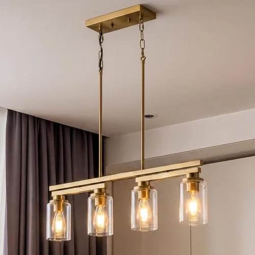 Vista 13 de 4 lámparas de isla de cocina y accesorios de iluminación de comedor de granja sobre mesa, colgante rústico ajustable para techo - Diseño giratorio