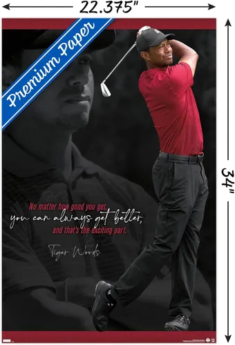 Vista 3 de Trends International Tiger Woods - Póster de pared con texto en inglés "Always Get Better", 22.37 x 34.00 pulgadas, versión premium sin marco