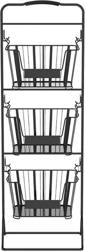 Vista 11 de oceanstar Soporte de cesta de almacenamiento de alambre de metal de 3 niveles con cestas extraíbles - Negro