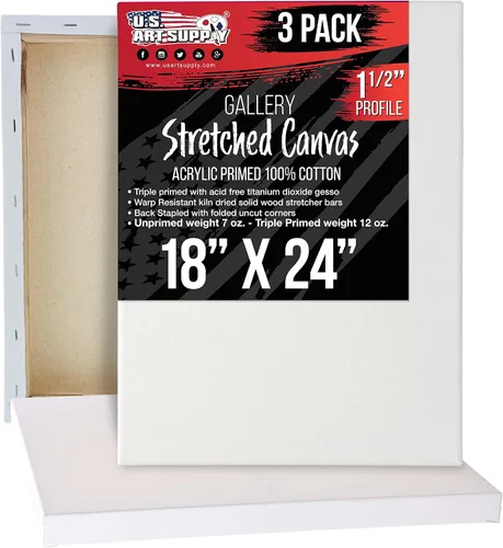 Vista 17 de U.S. Art Supply Paquete de 5 Bastidores estirados en masa para pintar 4 x 6 pulgadas de profundidad de galería, perfil de 1-1/2" - Calidad