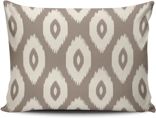 Vista 25 de Fundas de almohada decorativas Ikat con patrón de diamante en rojo y crema, cojín personalizable rectangular, tamaño 12 x 16 pulgadas, funda