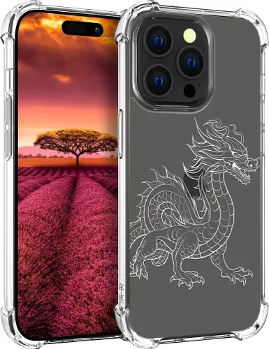 Vista 27 de Funda compatible con iPhone 15, bonita funda transparente para mujer, funda de silicona transparente para teléfono, color negro, tigre poderoso