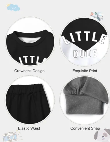 Vista 6 de Baby Boy Clothes Color Block Oversized Sweatshirt Romper + Pants Fall Winter Infant Baby Outfits Sets