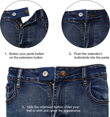 Vista 3 de WILLBOND Extensor de pantalones de mezclilla de 19 piezas para hombre, cintura ajustable, extensor de botón para mujeres y hombres, pantalones