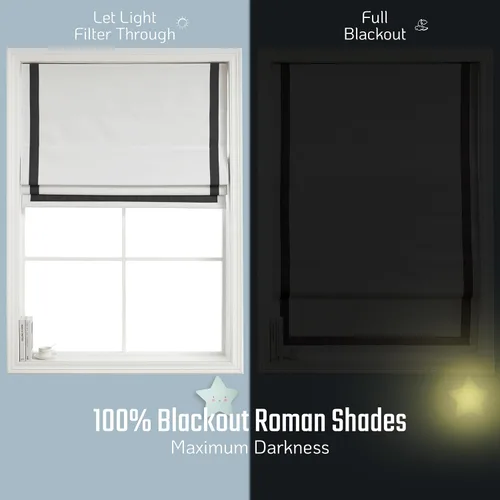 Vista 3 de Everyday Celebration Persianas romanas – 100 % opacas, sin cordón, para ventanas de interior, persianas con borde de cinta (negro) 23 pulgadas