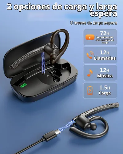 Vista 5 de New Bee Auriculares Bluetooth V5.1 72H Hablar Time Dual Mic con botón de silencio para negocios, auricular Bluetooth inalámbrico manos libres
