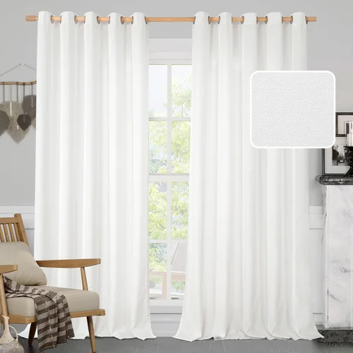 Vista 41 de LAMIT Cortinas de Lino Blancas Semitransparentes para Dormitorio, Paneles Filtrantes de Luz, Cortinas de Lino con Ojales de Protección de Privacidad