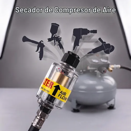 Vista 8 de LE LEMATEC Secador de aire para compresor - Separador de agua en línea y aceite para herramientas neumáticas, separador de humedad NPT de 1/4