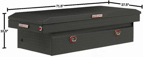 Vista 5 de Weather Guard Caja de herramientas para camión de sillín de aluminio, con textura extra ancha, color negro mate