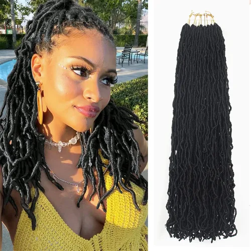 Vista 25 de Extensiones de cabello de ganchillo de 12 pulgadas de pelo sintético de ganchillo 1B, extensiones de cabello de ganchillo suaves