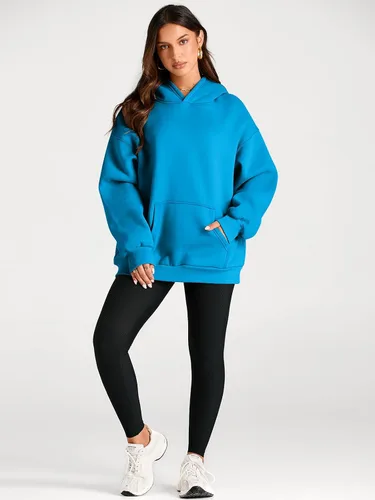 Vista 225 de Trendy Queen - Sudaderas extragrandes con capucha para mujer, suéteres de manga larga, sin botones, de vellón, de otoño, ropa de invierno