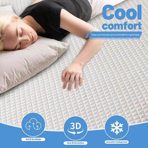 Vista 2 de Protector de colchón de bambú de alta calidad, tamaño individual, impermeable y ultrasuave, transpirable, sin ruido, lavable, para mayor comodidad
