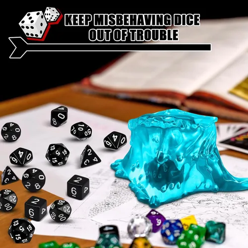 Vista 6 de Deekin Cubo gelatinoso de la cárcel de dados de resina de la prisión, 6 jaulas de juego de rol con contenedor, juego poliédrico negro, accesorio