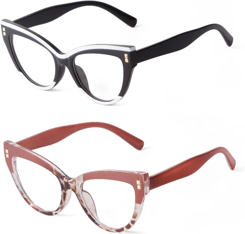 Vista 13 de KFPH Stylish Cat Eye Glasses Blue Light Glasses Frames for Women Computer Gaming Reading Glasses Anti Glare & UV