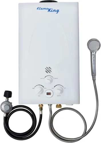 Vista 14 de Flame King YSNAZ132 - Calentador de agua portátil sin tanque de gas propano 5L 1.32GPM a 34,000 BTU, ducha instantánea de agua caliente al aire