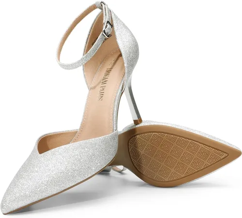 Vista 3 de DREAM PAIRS Zapatos de tacón alto para mujer, con tiras cerradas, correa en el tobillo, puntera puntiaguda, tacón D'Orsay para boda, fiesta, zapatos