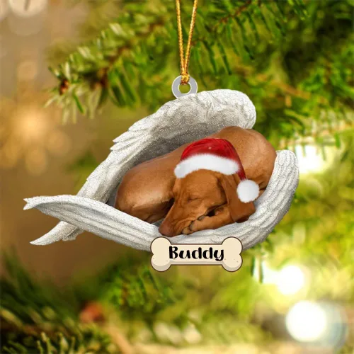 Vista 4 de Afghan Hounds - Adorno de Navidad con alas de ángel durmiente, recuerdo personalizado para perros 2024, adorno de forma acrílica, regalos
