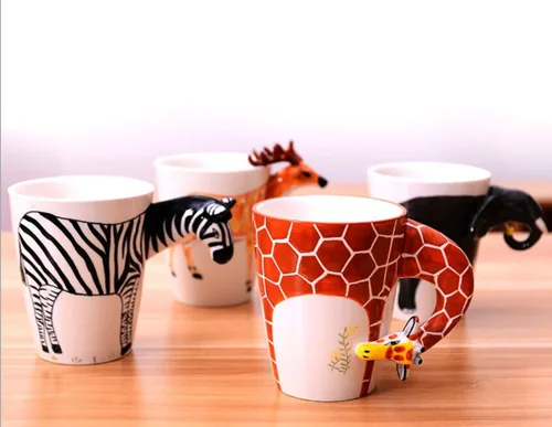 Vista 4 de Taza de cerámica de animales pintados a mano (13.66oz) (Beagle)