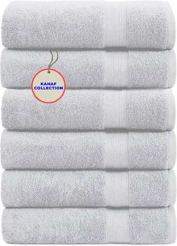 Vista 25 de KAHAF COLLECTION Paquete de 6 toallas de baño 100 % algodón, de 24 x 48 pulgadas, de secado rápido, altamente absorbentes, suaves al tacto