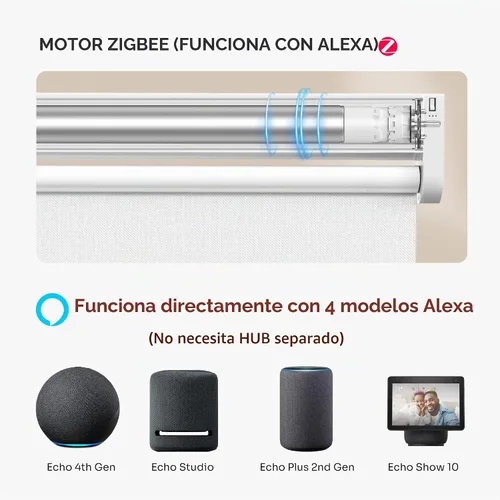 Vista 2 de Allesin Persianas motorizadas inteligentes con control remoto, persianas enrollables opacas Zigbee, no necesita concentrador, control por Alexa