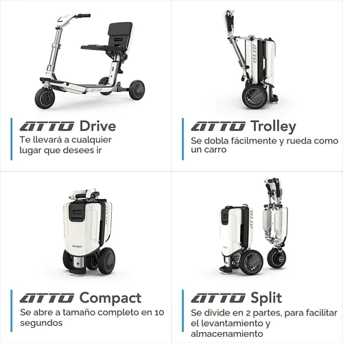 Vista 4 de ATTO - Scooter de movilidad plegable de viaje con alimentación eléctrica de MovingLife, scooter eléctrico portátil de tamaño completo, batería