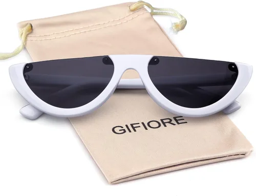 Vista 7 de GIFIORE Gafas de sol semi sin montura vintage retro medio redondas
